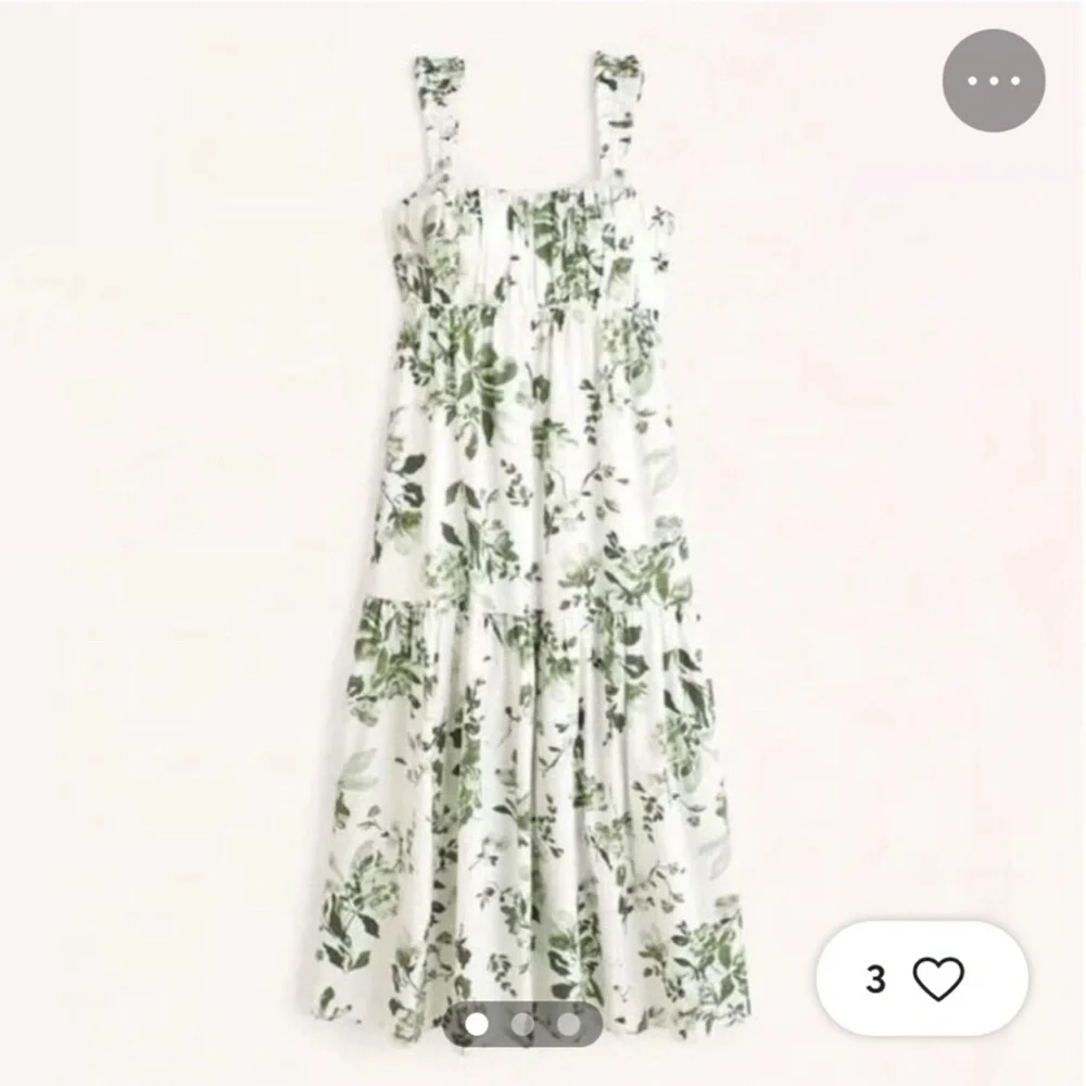 Abercrombie & Fitch Green Floral Midi Dress - Picture 2 of 3